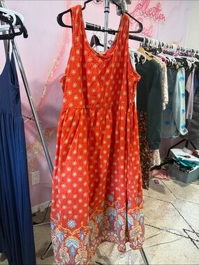 april cornell XXL midi dress Red Printed Sleeveless Midi Dress